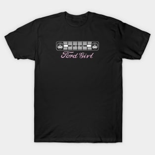 Ford Girl Grille 1966-1977 Bronco White/Pink Print T-Shirt